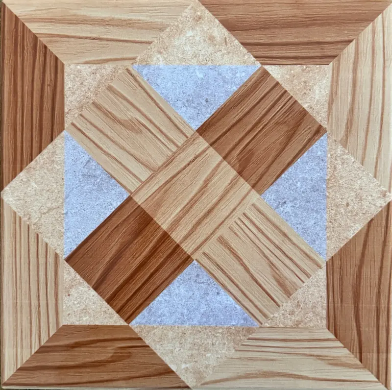 Carrelage décor géométrique bois et pierre 30x30 – 103