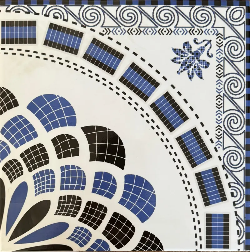 Carrelage décor médaillon bleu 30x30 – 37