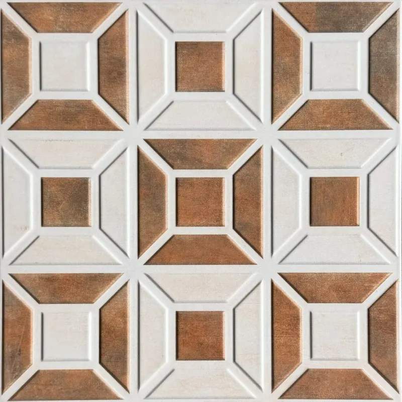 Carrelage décor octogones bois et blanc 30x30 – 4705