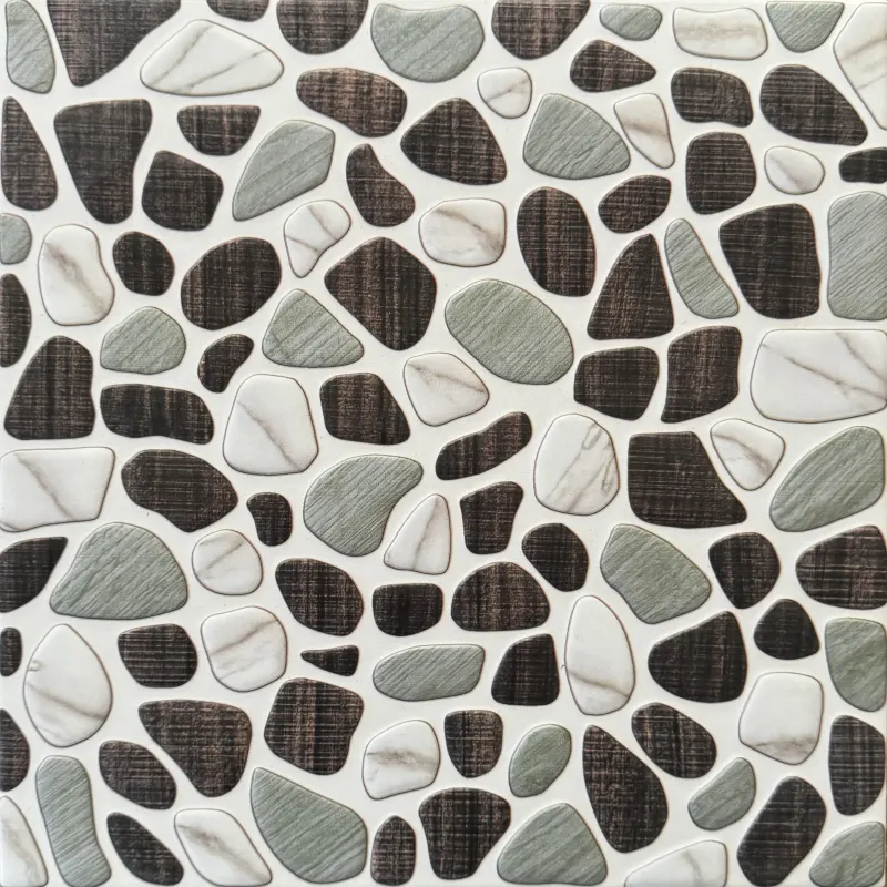 Carrelage mosaïque galets gris et blanc 30x30 – 4805