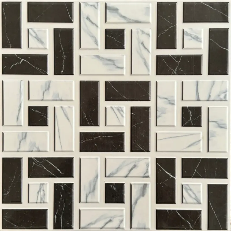 Carrelage décor géométrique marbre noir et blanc 30x30 – 612