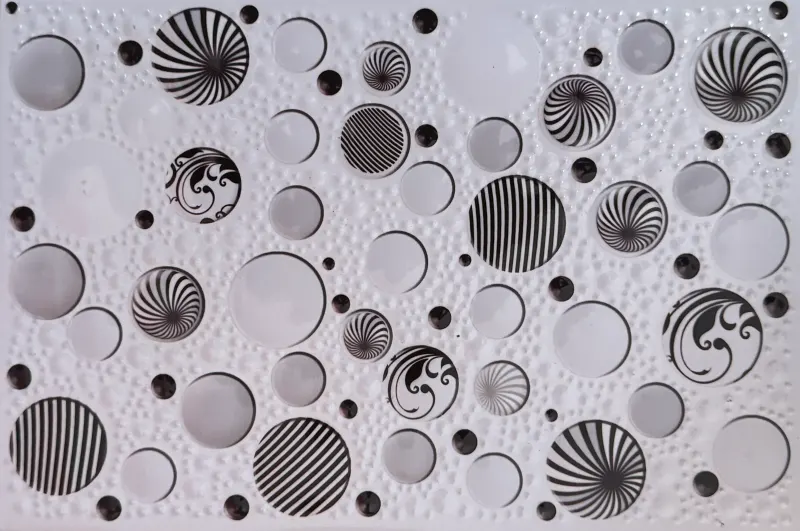 Carrelage mural relief cercles noir et blanc 20x30 – 2089-HL