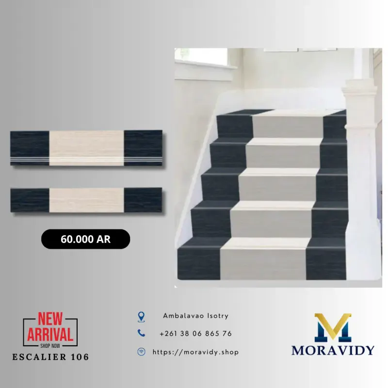 Marche d'escalier bois wengé et crème – 106