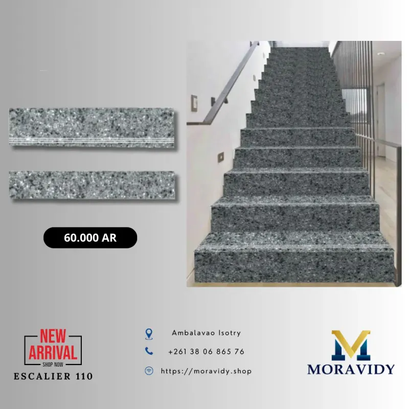 Marche d'escalier granité gris pailleté – 110