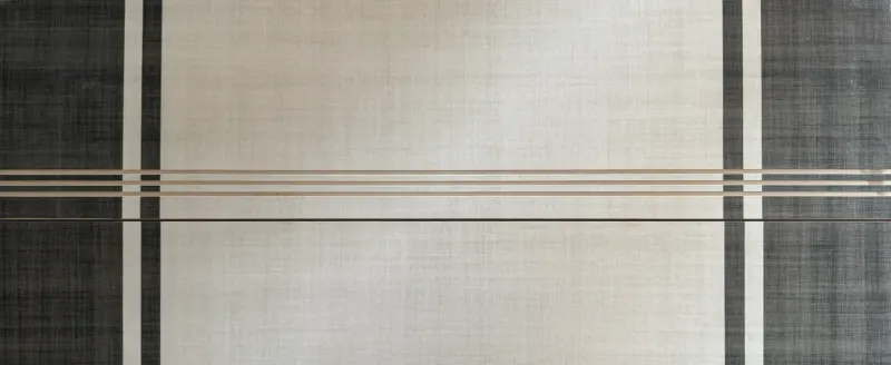 Marche d'escalier à décor lin écossais beige et noir – 234