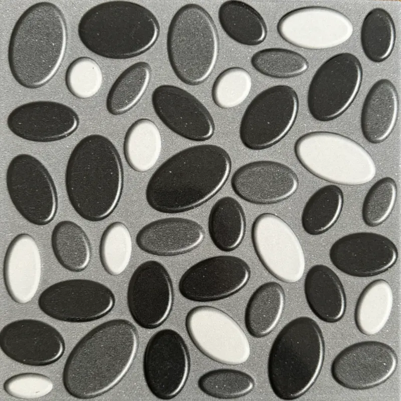 Carrelage mosaïque galets noir et blanc 30x30 – 22005