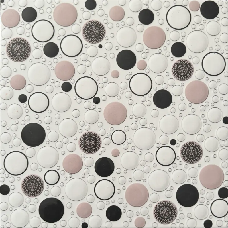 Carrelage décor cercles rose et noir 30x30 – 2166