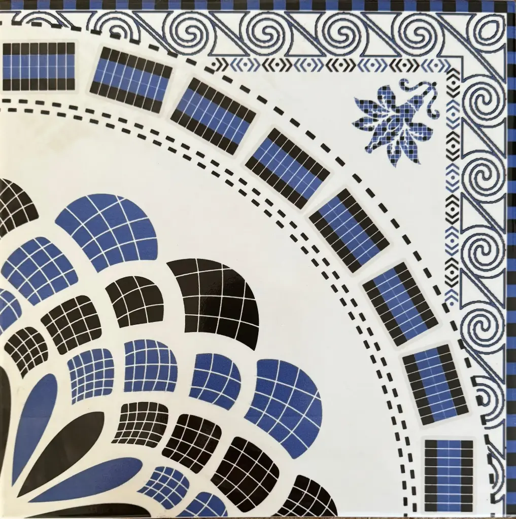 Carrelage décor médaillon bleu 30x30 – 37