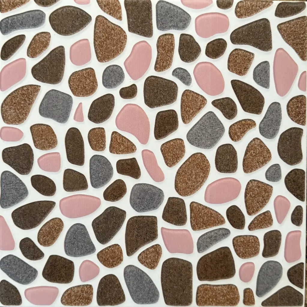 Carrelage mosaïque galets rosés et gris 30x30 – 4821