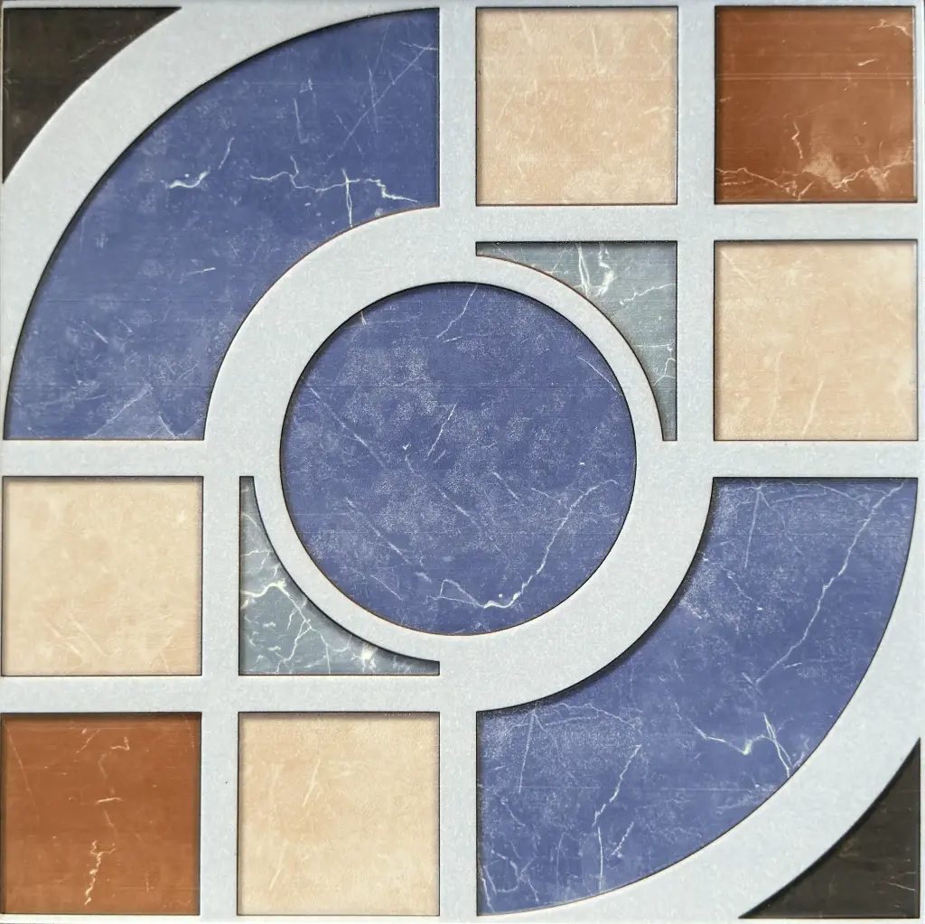 Carrelage décor géométrique bleu et beige 30x30 – 624