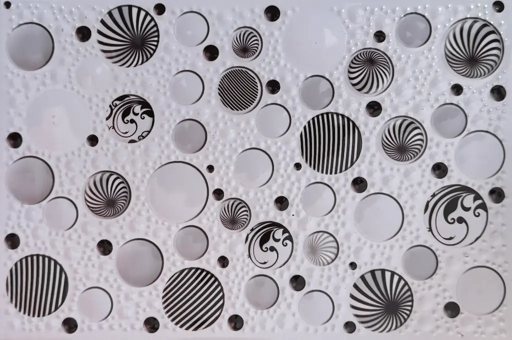 Carrelage mural relief cercles noir et blanc 20x30 – 2089-HL