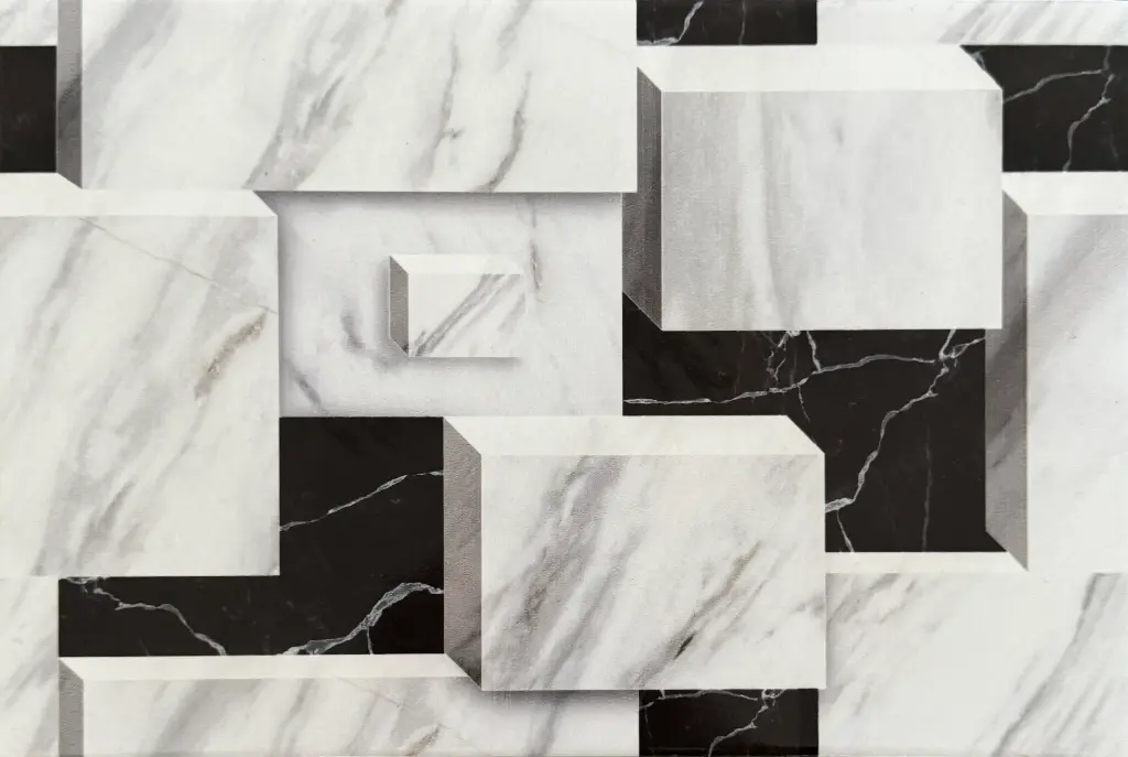 Carrelage mural marbre géométrique noir et blanc 20x30 – ELE-368