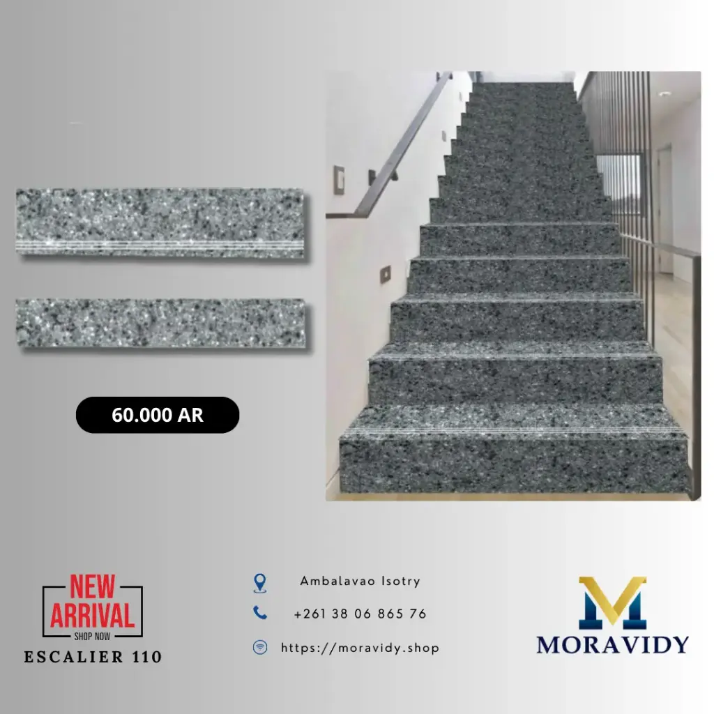 Marche d'escalier granité gris pailleté – 110