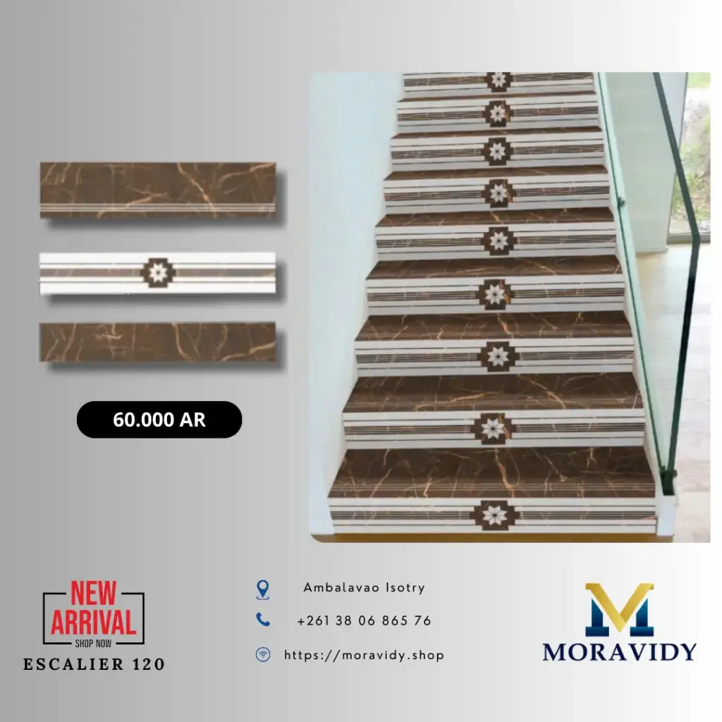 Marche d'escalier marbre brun à étoile – 120