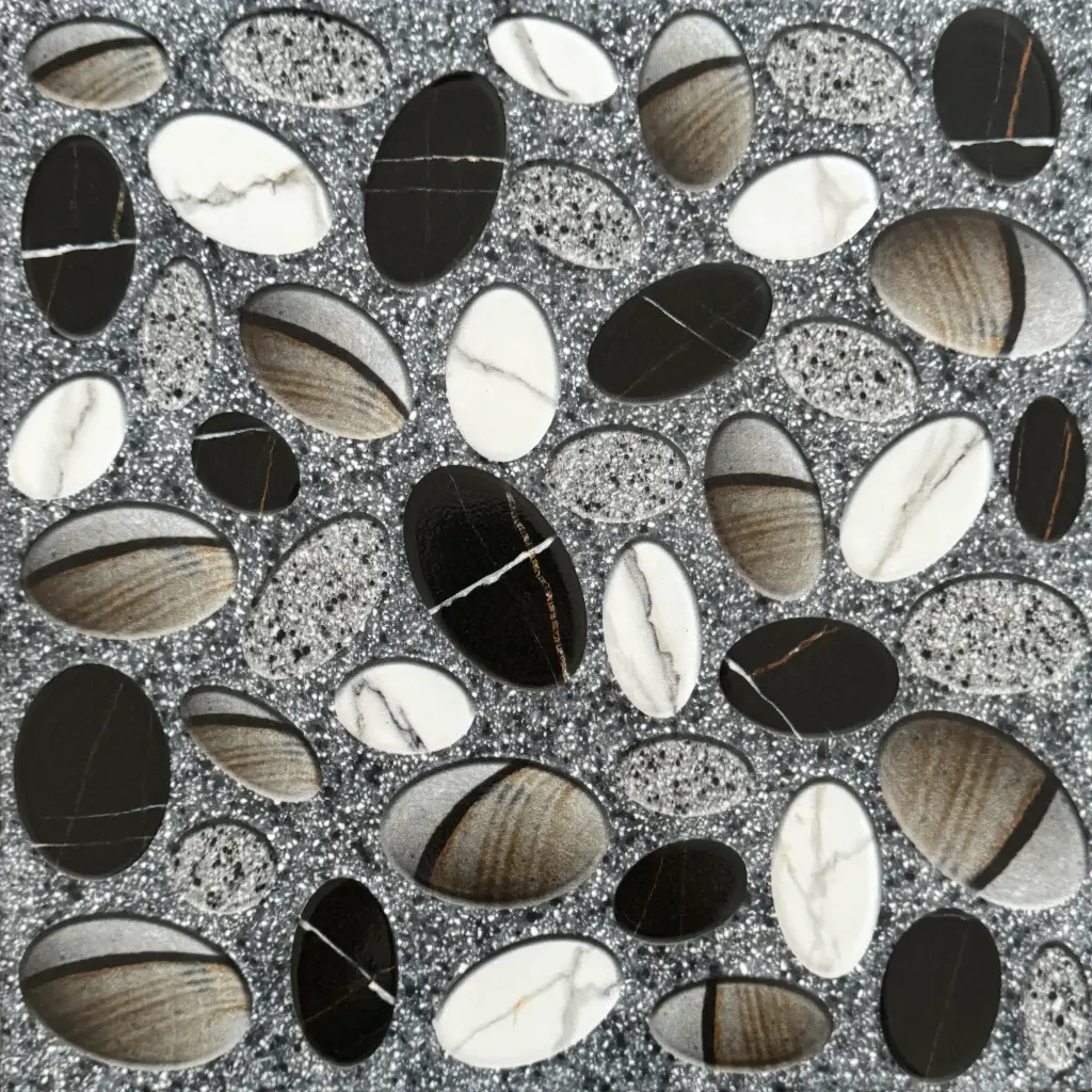 Carrelage mosaïque galets marbre 30x30 – 22016