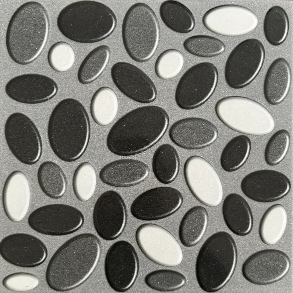 Carrelage mosaïque galets noir et blanc 30x30 – 22005