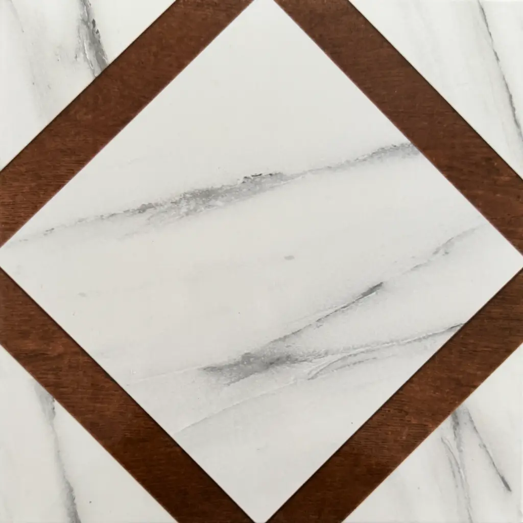 Carrelage marbré blanc à losange 30x30 – 10023