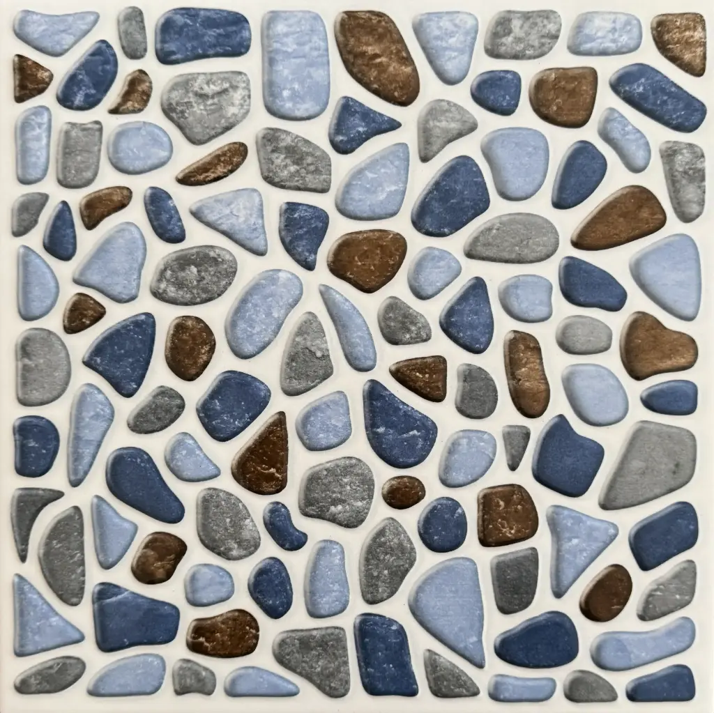 Carrelage mosaïque galets bleu et gris 30x30 – 11031