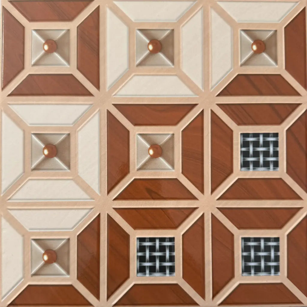 Carrelage décor géométrique médaillon bois 30x30 – 2162