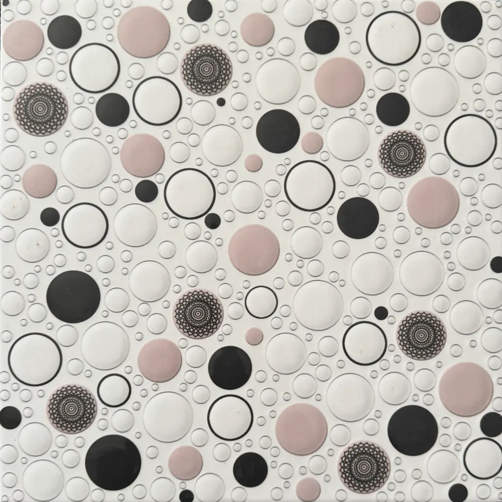 Carrelage décor cercles rose et noir 30x30 – 2166