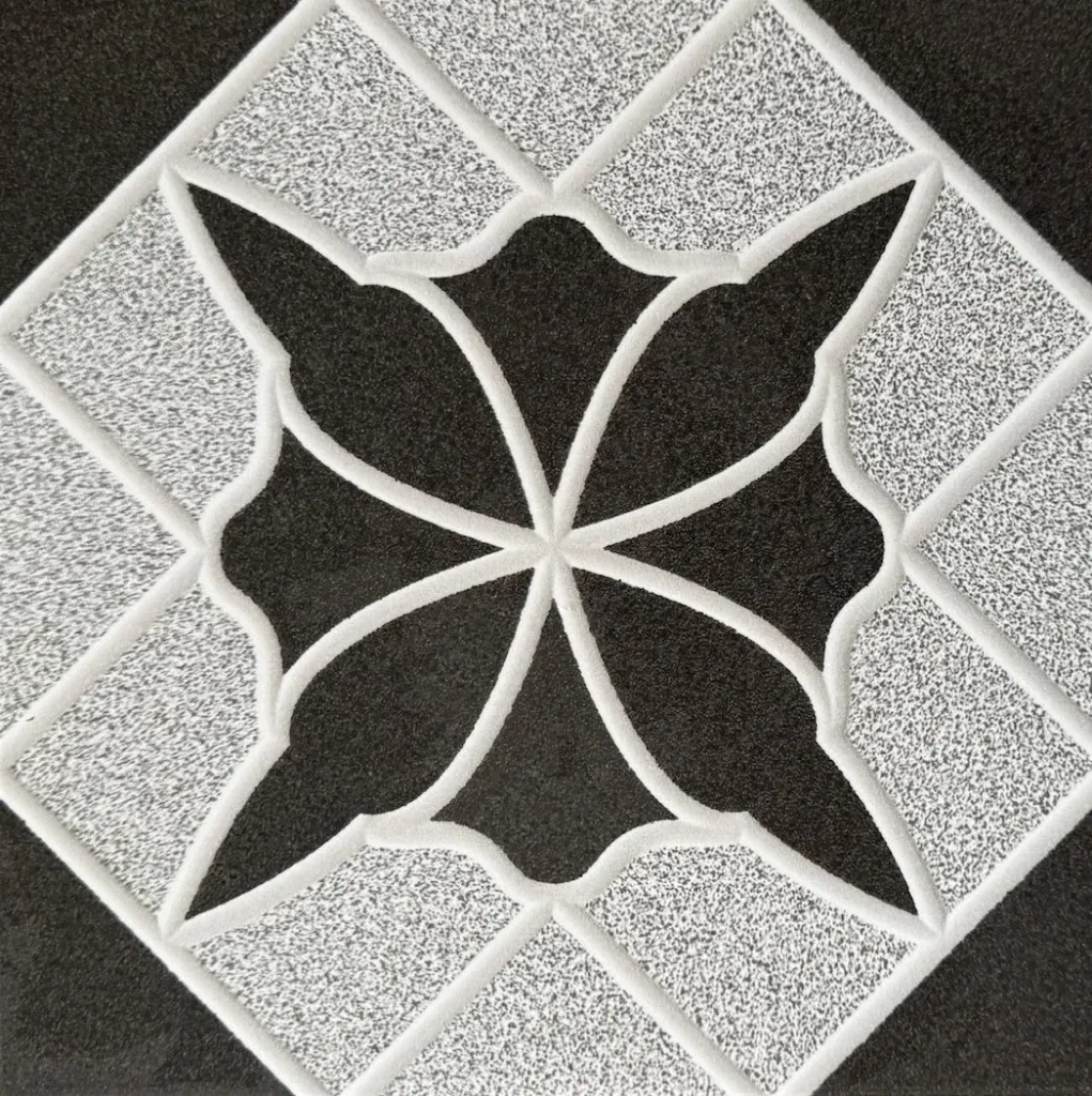 Carrelage décor floral noir et gris 30x30 – P-1003