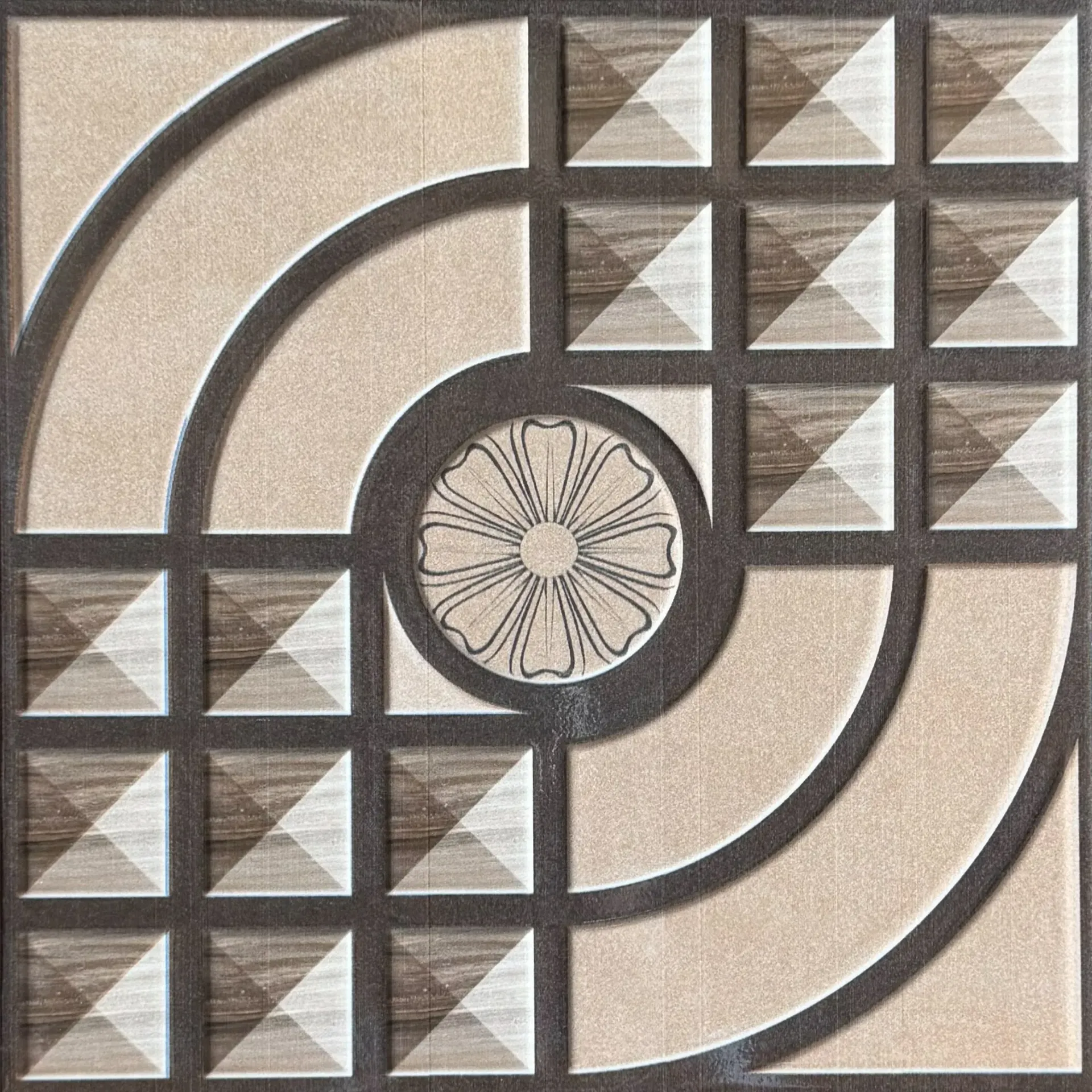 Carrelage décor géométrique médaillon beige 30x30 – 40038